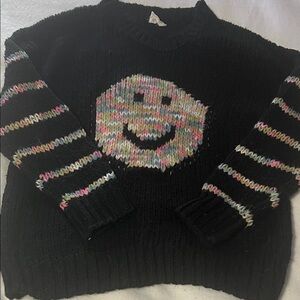 Bibi Black Sweater with Smiley Face Design